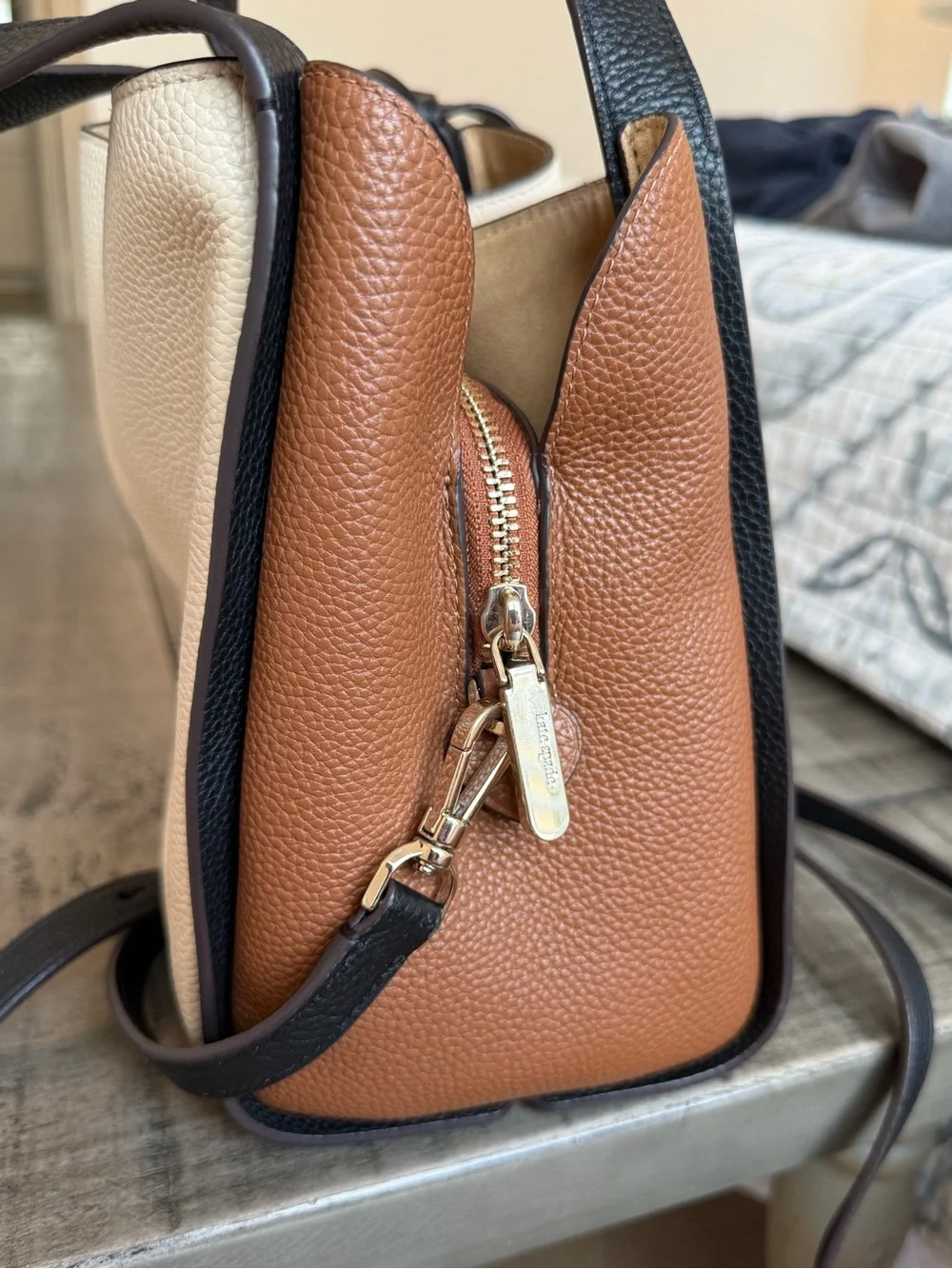 Kate Spade Knott Colorblocked Pebbled Leather Crossbody Tote MSRP $389